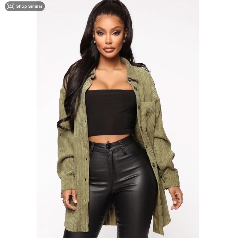 NWT Fashion Nova Ribbed Corduroy Don't Call Me Jacket Top - Olive Small